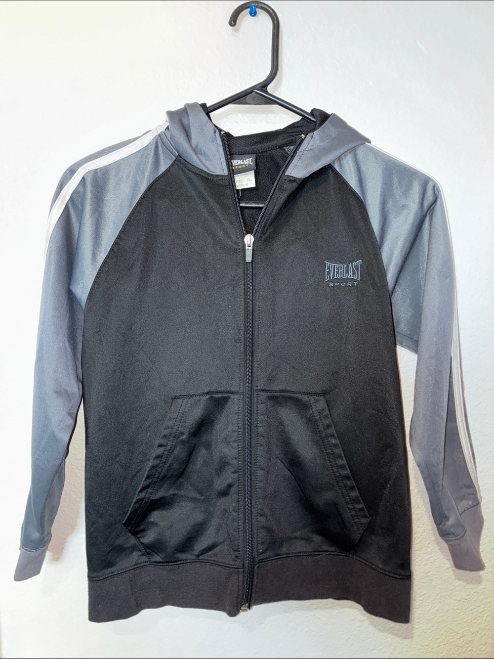 Everlast Black and Gray Full-Zip Hooded Performance Jacket